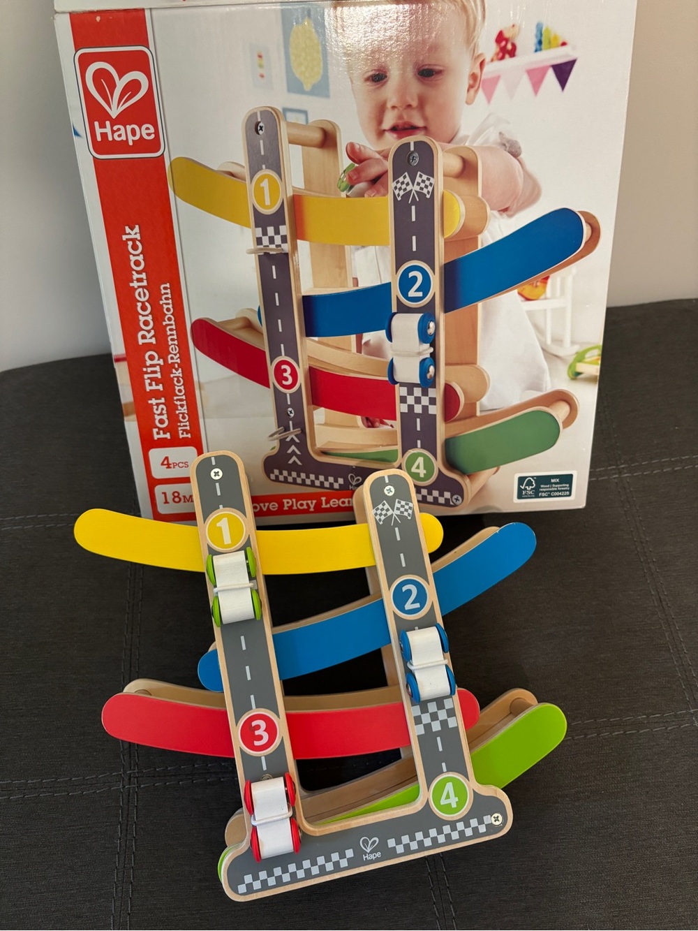 Hape Fast Flip Kid's Wooden Racetrack Toy